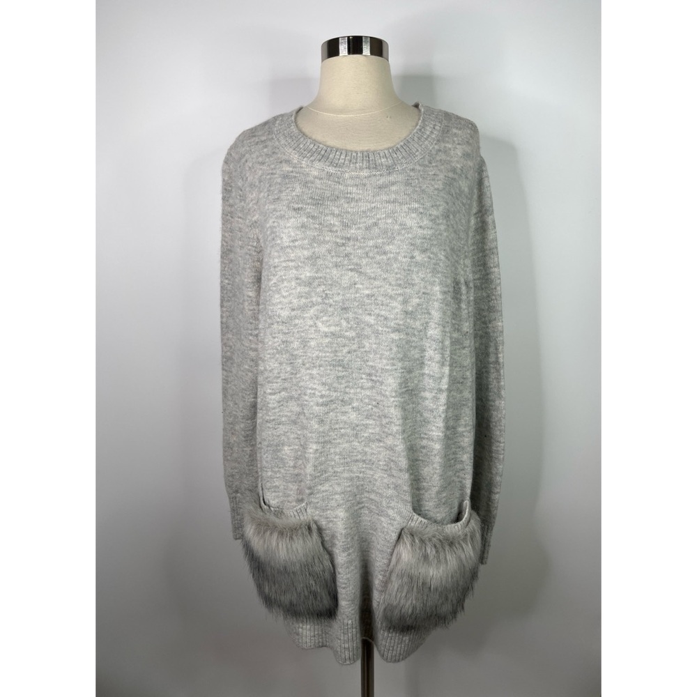 Lane Bryant Tunic Faux Fur Long Sleeve Sweater